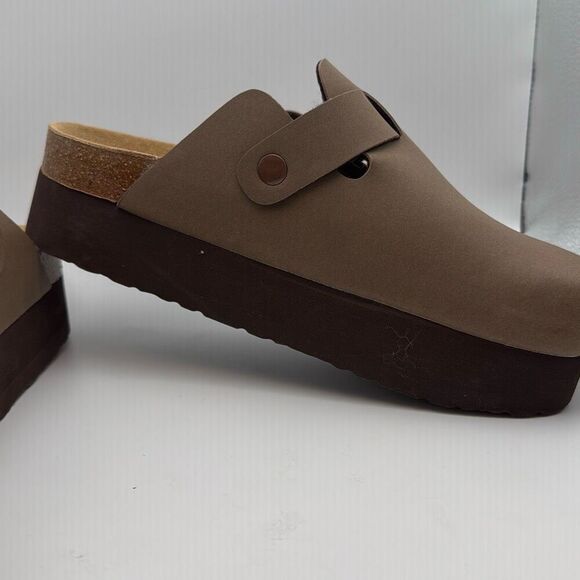 CUSHIONAIRE Women's Loom Cork Footbed Platform Clog SIZE 8 BROWN PREOWNED MARKS - Picture 6 of 8